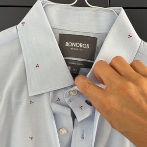 Bonobos Cherry Pattern Light Blue Dress Shirt